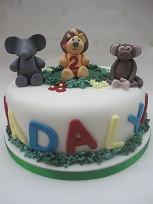 jungle animals birthday cake